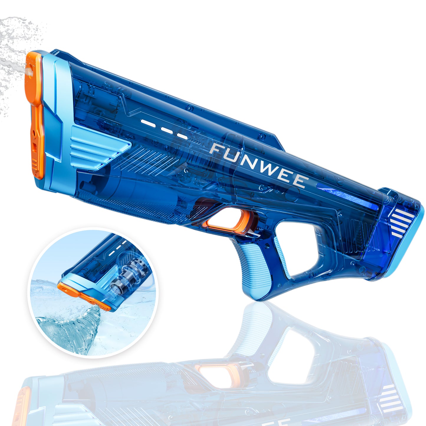 2 Pack Electric Water Gun for Adults Kids,(Transparent Blue+Red)