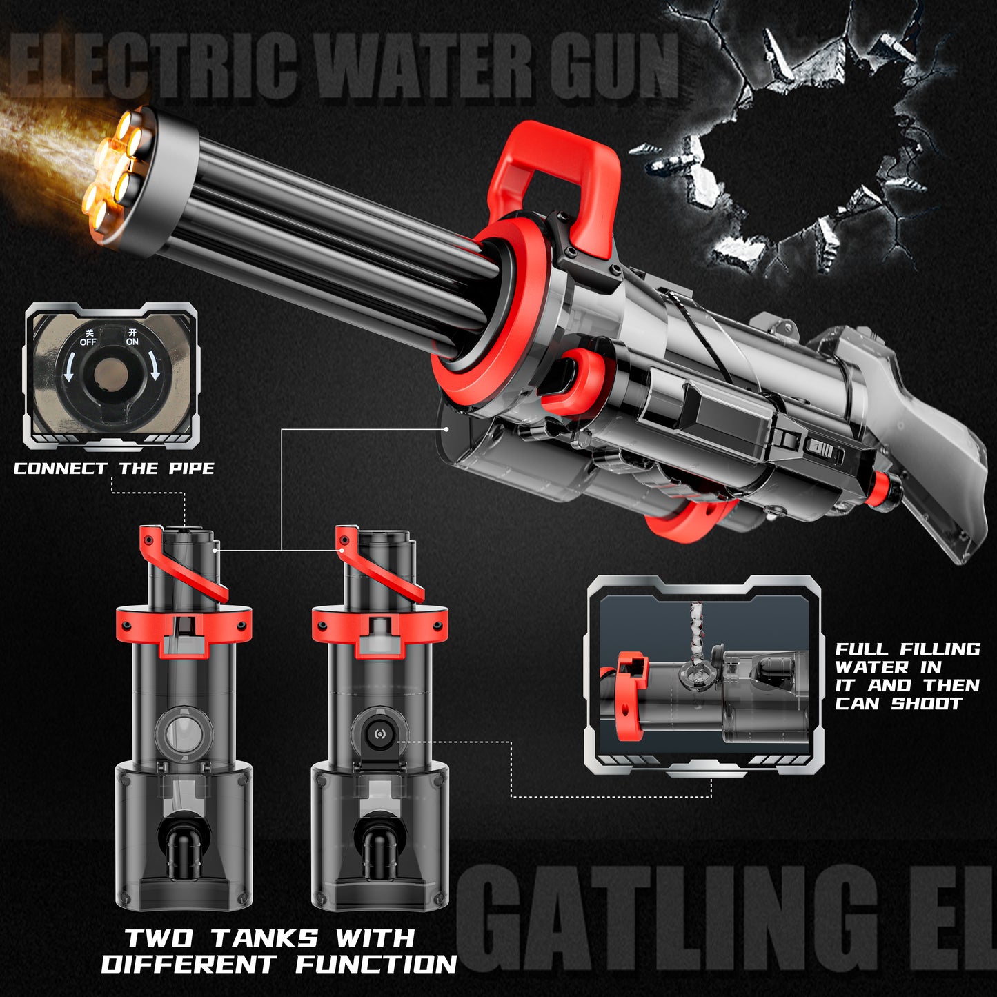 Gatling Electric Water Gun for Adults Kids Ages 8-12