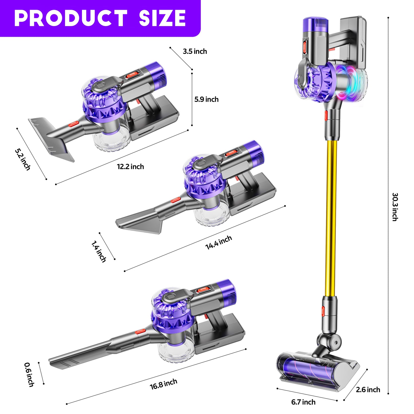 4-in-1 Kids Vacuum That Really Work, Toddler Pretend Play Cleaning Toy Set W/ Light & Sound, Interactive Toy Cleaner Birthday Idea for 2 3 4 5 6+ Year Girl Boy